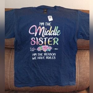 Blue Kids Shirt with Colorful Print Size L NWT